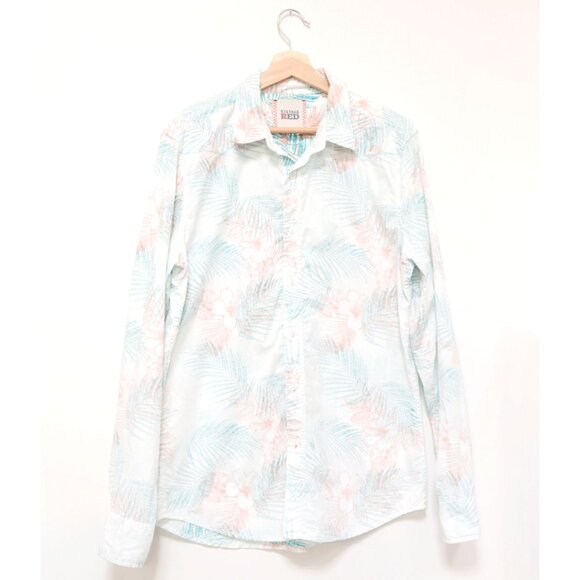 Men's Reversible Floral Leaf Button Down Shirt by Vintage RED - Picture 2 of 8